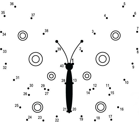 Бабочка рисунок по точкам
