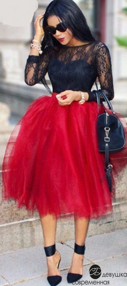 Красно черная юбка из фатина