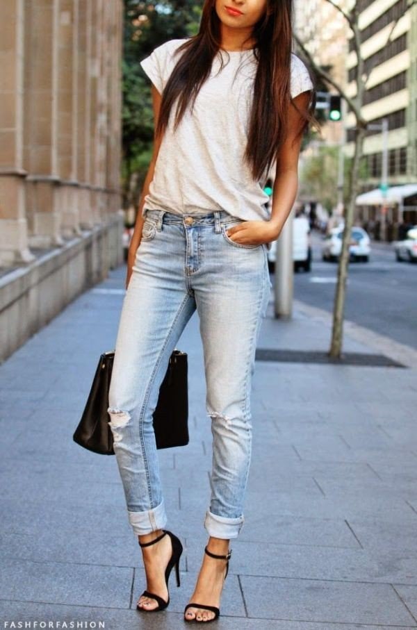 Образ джинсы с каблуками