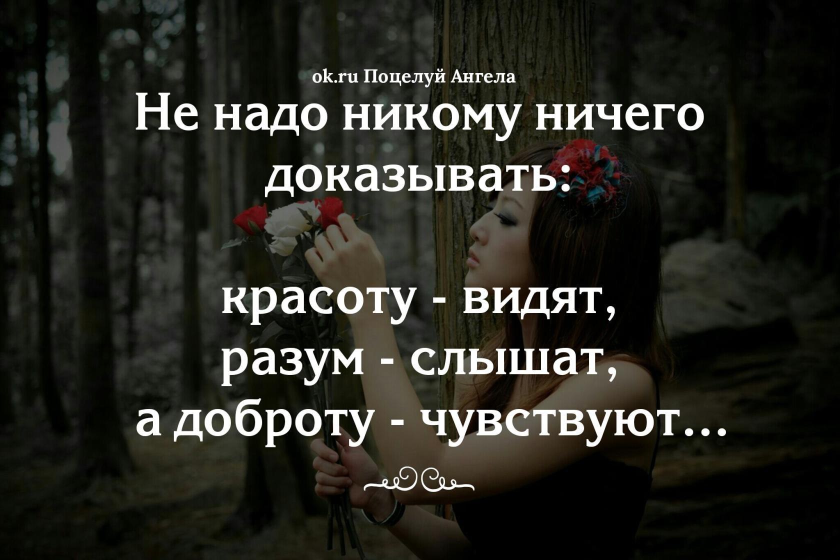 Просто докажи. Не надо никому ничего доказывать. Никому ничего не доказывай. Никогда никому ничего не доказывайте. Я никому ничего не обязана доказывать.