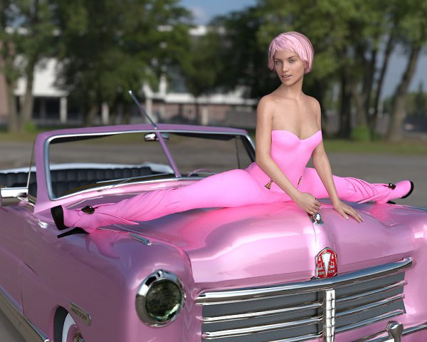 Немного розового... авто, розового цвета волос и... розового поперечника ) ...