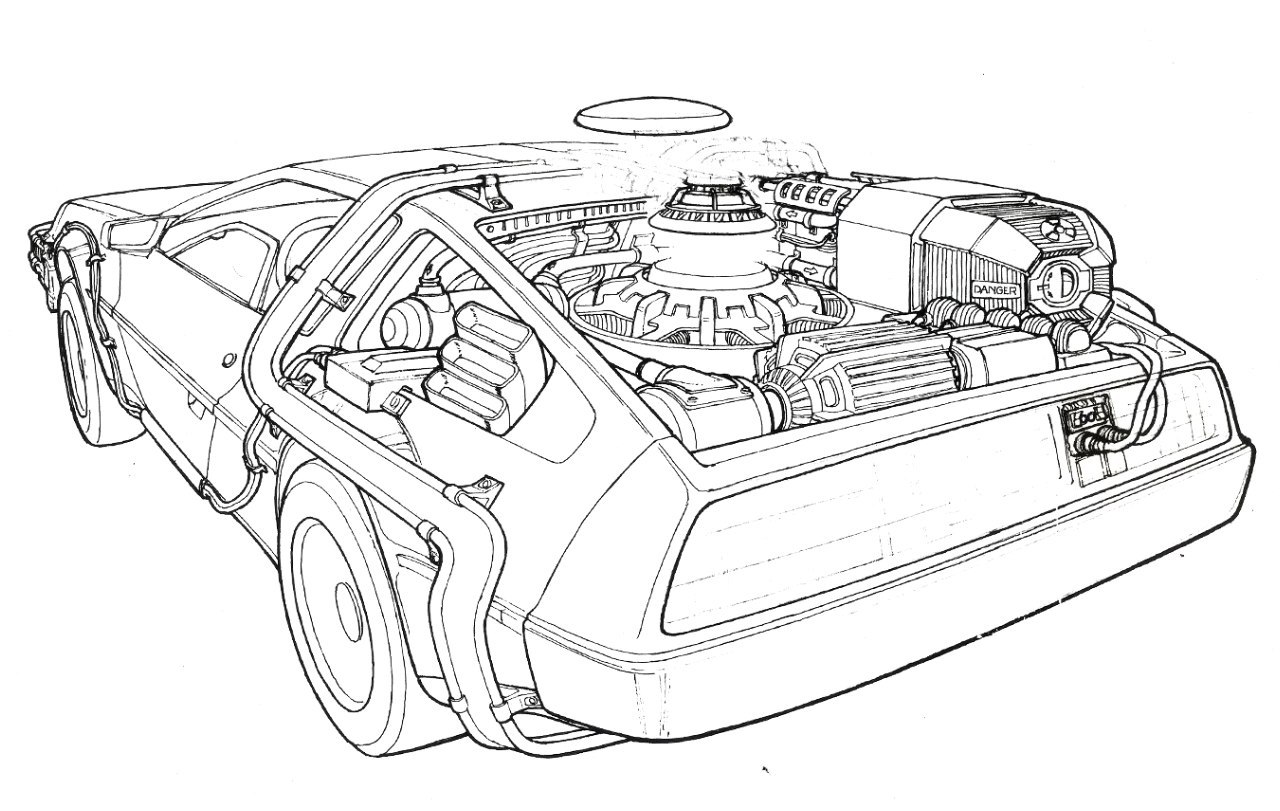 Чертеж делориан из назад в будущее
