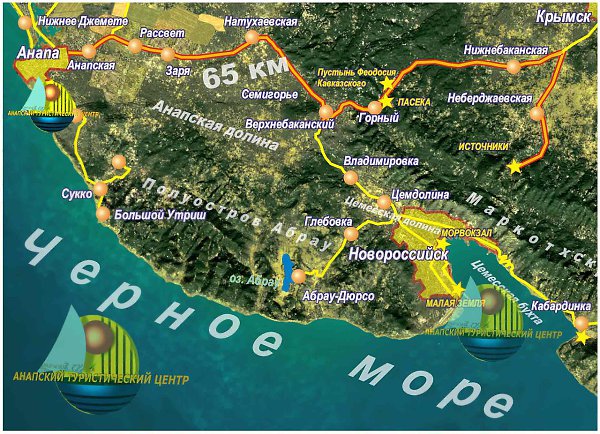 Карта анапы на карте россии