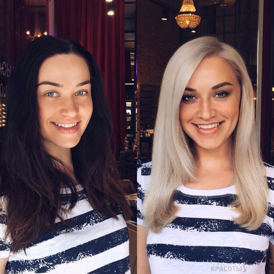 Из блондинки в брюнетку фото до и после