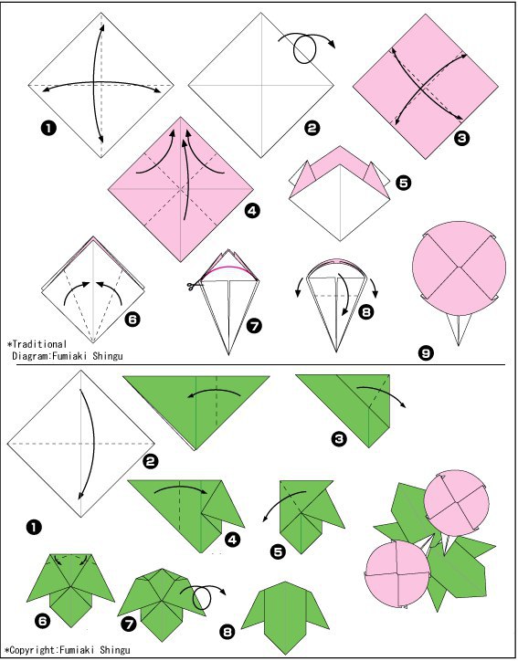 Оригами цветы простые схемы для детей