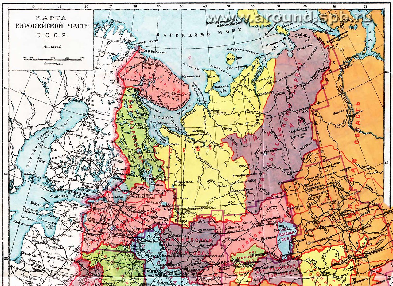 Карта западной части россии с городами и областями граница