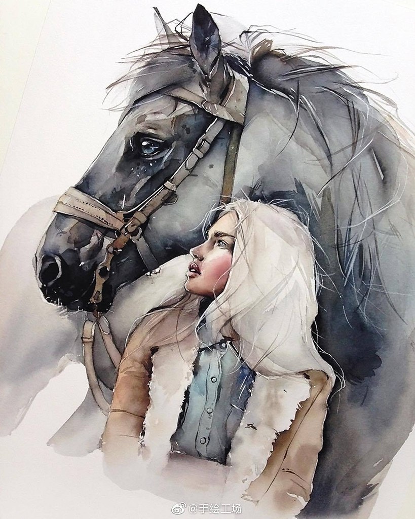 Девочка на лошади арт
