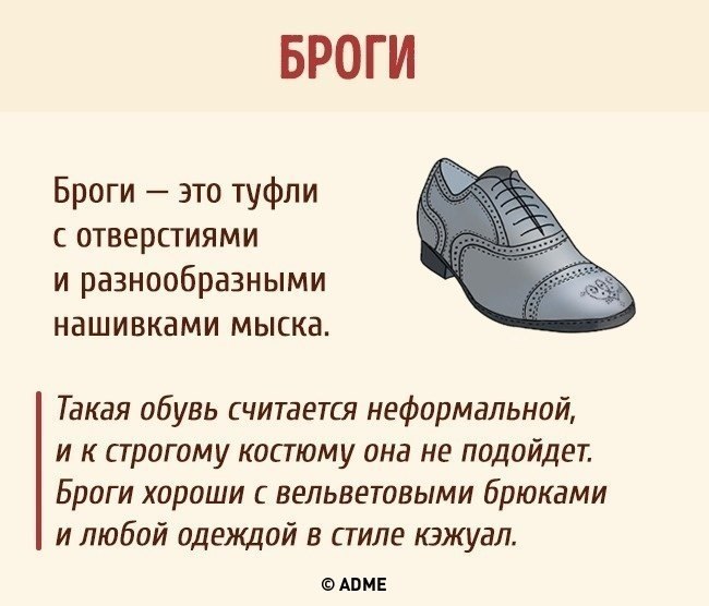 Виды мужских туфлей с описанием