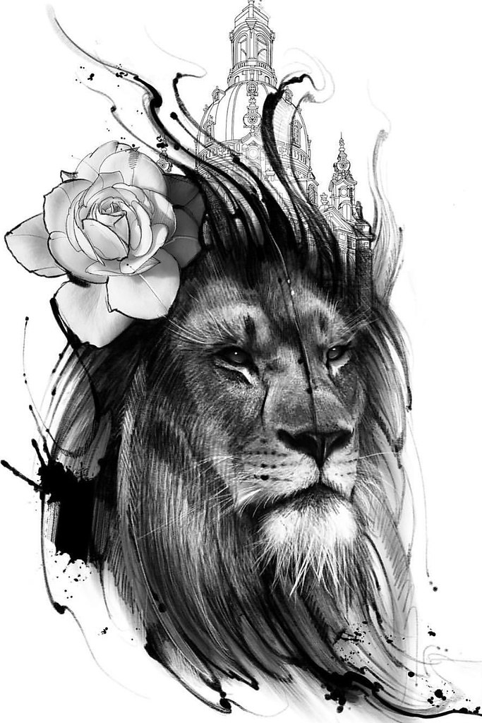 Лев с короной эскиз Графика