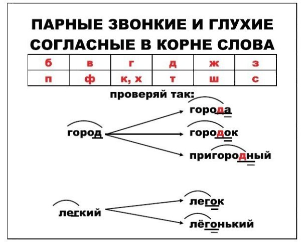 Парные согласные образец