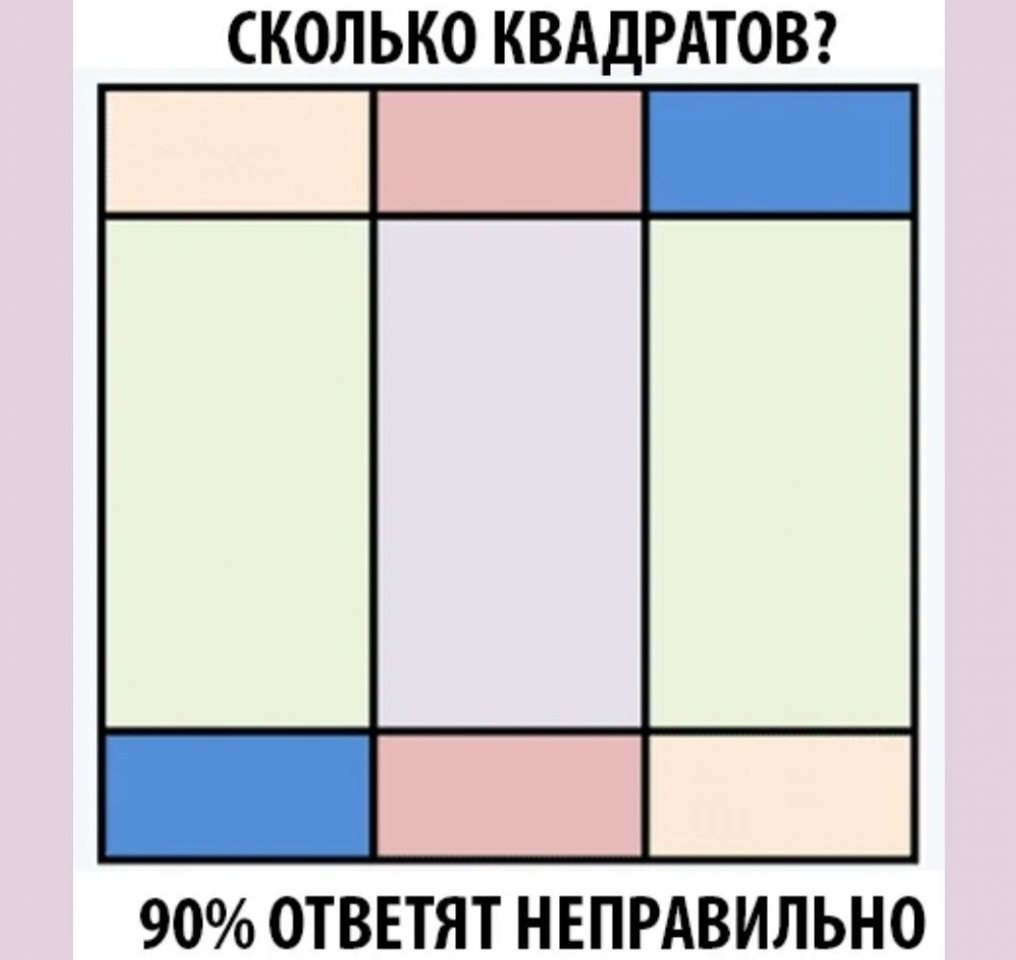 Загадка сколько квадратов на картинке правильный ответ