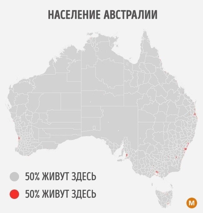 Австралия карта плотности населения