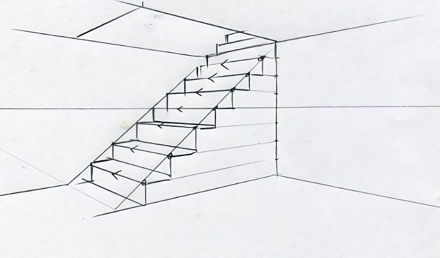 Лестница в перспективе рисунок