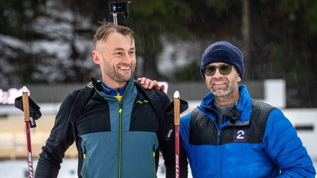 Biathlon Bjoerndalen стреляет