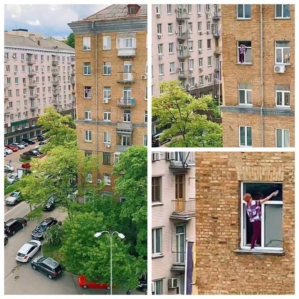 Окна нужно чистить с двух сторон - Ты на понтах, я на каблуках ...