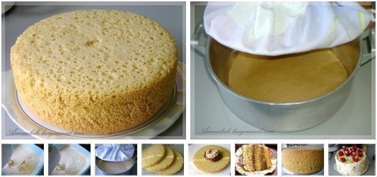 Высокий, нежный бисквит для торта (Без духовки).Сколько себя помню,моя мама всегда готовила торты из ...