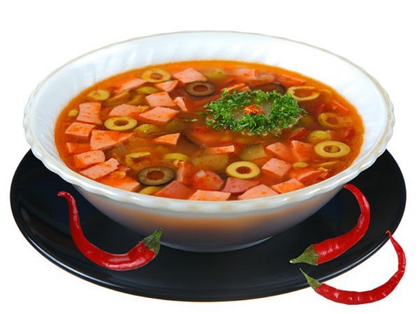 Рецепт СОЛЯНКА ПО-ЗАУРАЛЬСКИ.Грудинка - 150г.Колбаски полукопченые