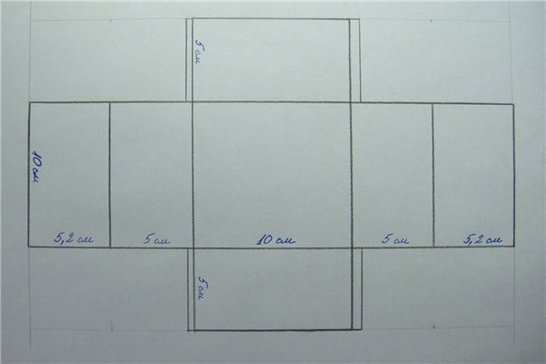 Размеры спичечного коробка в развернутом виде на рисунке