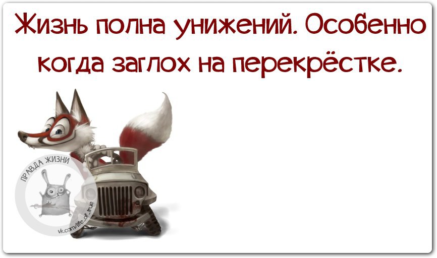 Особенно когда. Жизнь полна унижерий особенно когда заглох на перекрёстке. Жизнь полна унижений особенно когда заглох на перекрёстке.