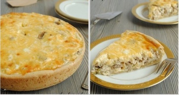Лоранский пирог с курицей и грибами.Ингредиенты:Тесто:50 гр. сливочного масла размягченного1 яйцо3 ...