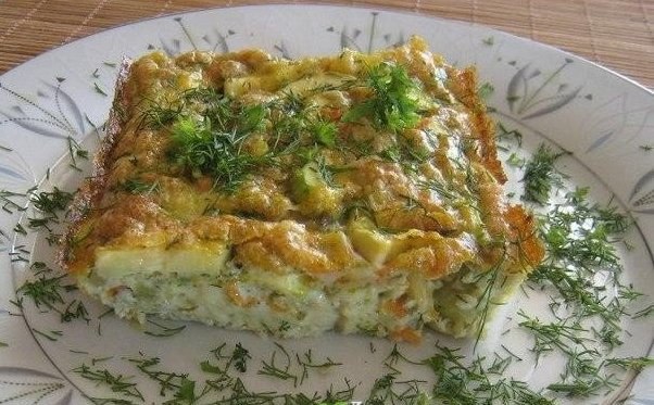 Фриттата с молодыми кабачками (цуккини).на 100г - 97 ккалБ/Ж/У - 8.9/5.4/2.3Ингредиенты:Лук репчатый ...