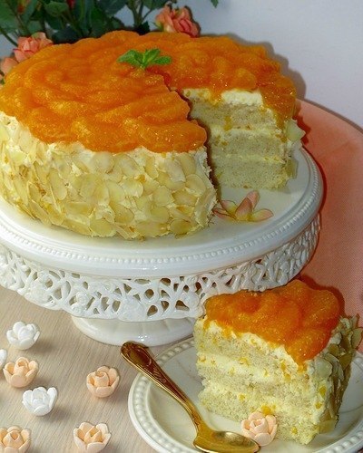 Торт "Мандарины в бисквите" Торт получается нарядным, пышным, вкусным, а делать его очень ...