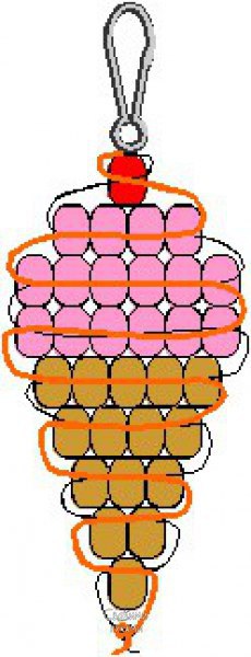 Как сделать из бисера из лески. Бисероплетение мороженое схема для начинающих. Схема плетения из бисера мороженка. Схемки лёгкие для бисероплетения. Брелок параллельное плетение.