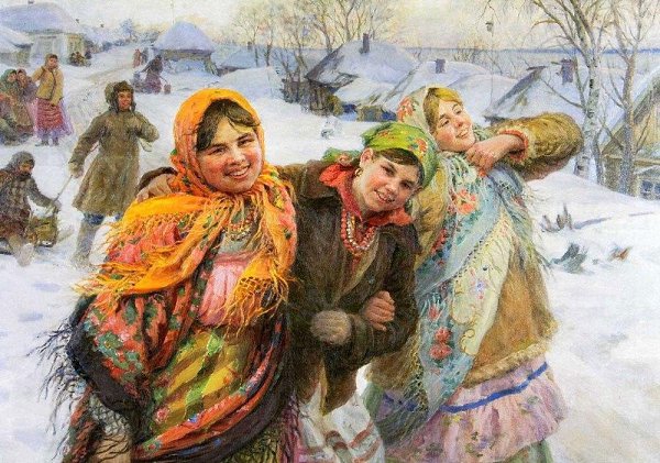 Зимние деревенские забавы в картинах русского художника Федота Васильевича Сычкова. - 3