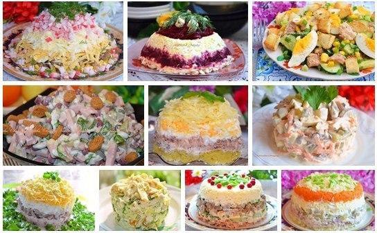 10 вкуснейших салатов к Новогоднему столу.1. Салат с крабовыми палочками и грибамикрабовые палочки ...