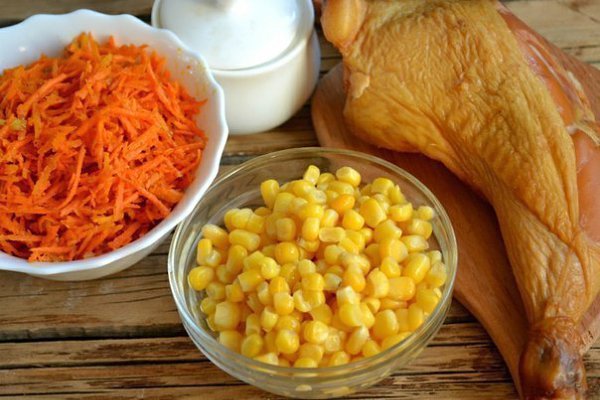 Салат с корейской морковкой и копченой курицей. Ингредиенты: Морковь по-корейски — 400 Грамм ... - 2