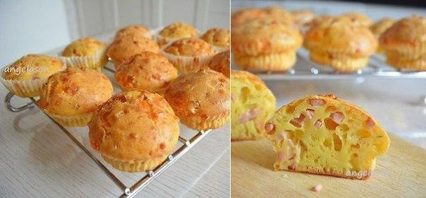 Закусочные кексики с сыром и ветчиной.Ингредиенты:-100 г ветчины (или колбасы)-100 г твердого ...