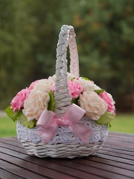 Корзинка для цветов из газетных трубочек. Мастер-класс. - 5