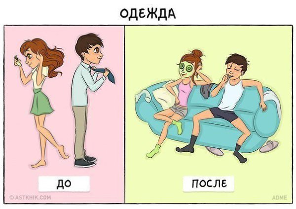 Серия забавных иллюстраций о перипетиях жизни влюблённой пары до и после свадьбы. - 4