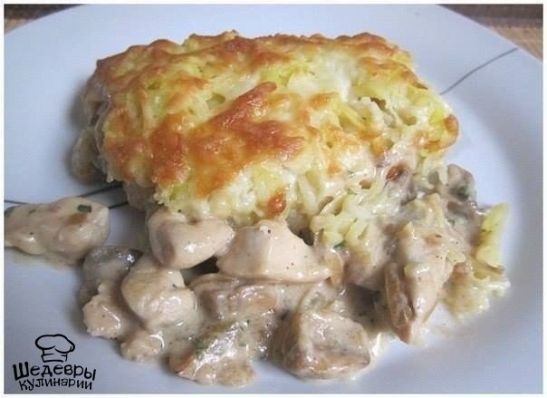 КУРИЦА С ГРИБАМИ ПОД ШУБКОЙ.Даже без гарнира вкуснятина :)ИНГРЕДИЕНТЫ: 300 гр куриной грудинки (2 ...