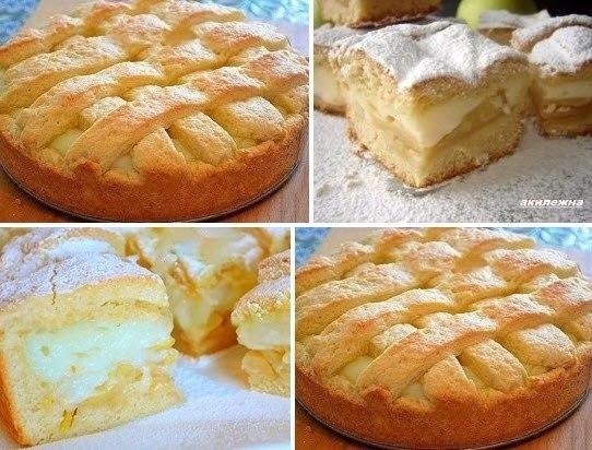 ВКУСНЕЙШИЙ Яблочный пирог с НЕЖНЕЙШИМ заварным кремом.#Рецепты@roditeli_i Тесто: 1 яйцо 2 ст. ложки ...