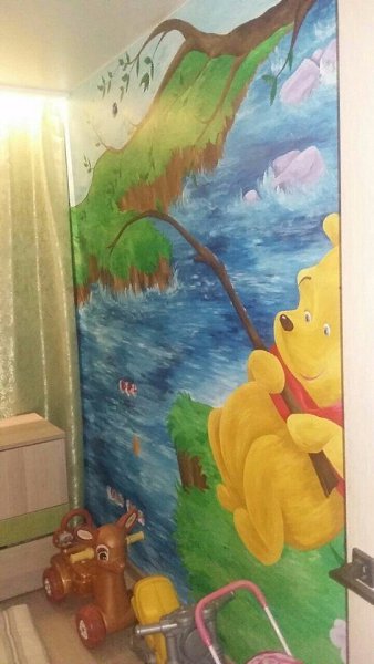 Попробовала первый раз настенную роспись. В детской комнате для девочки. Оцените, как вам? - 2