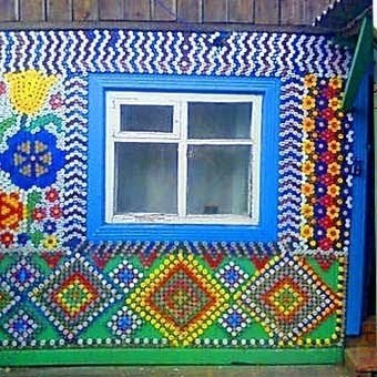 Идеи для дачи своими руками: мозаика из пластиковых крышек - 5
