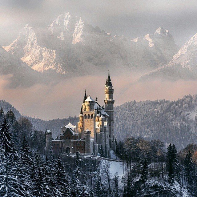 Cold winter castle in Bavaria Germany Photo by Achim Thomas