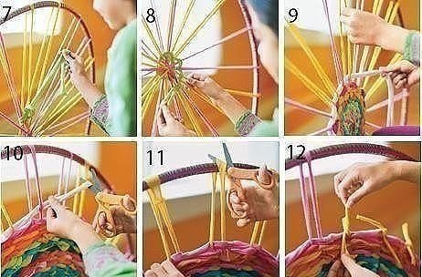 Коврик из старых футболок на обруче хула-хуп. - 2