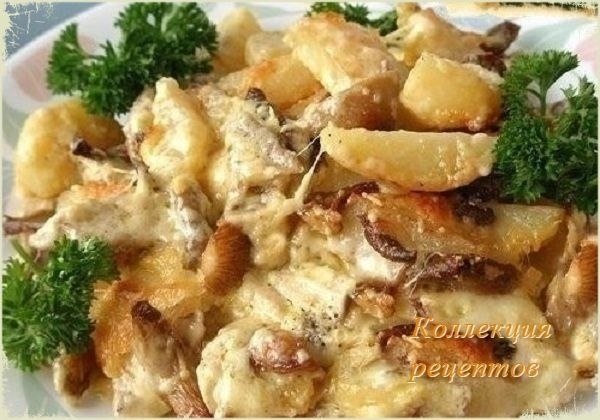 Ароматное и очень вкусное блюдо -куриное филе с грибами. 3-4 средней картошки 2 куриные грудинки ...