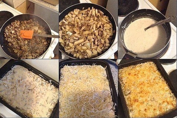 Запеканка-жюльен! Ингредиенты (на 4х человек): 400 гр куриного филе 8 средних картофеля 12 ...