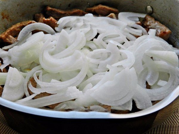 МЯСО ТУШЕНОЕ СО СМЕТАНКОЙ .ИНГРЕДИЕНТЫ: 500 г говядины (или свинины); 2 головки репчатого лука; 150 ... - 3