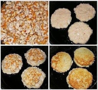 Колдуны картофельные с мясом. Ингредиенты: Растительное масло для жарки Картофель — 10 Штук Яйцо — ... - 3