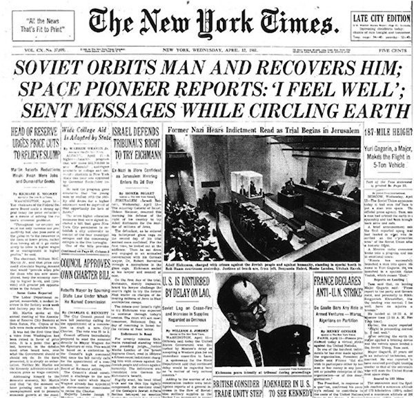 Что писали западные издания о полёте Юрия Гагарина в космос