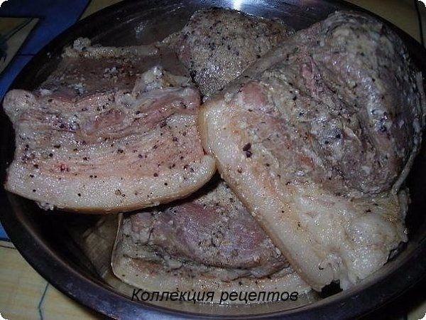 Свиная грудинка (в пакетах).Ингредиентысвиная грудинка-1.5кг.чеснок-1-2головки.чёрный перец крупного ... - 3