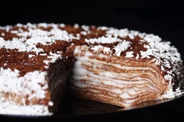 Невероятно простой и вкусный блинный тортик! Ингредиенты: Мука — 4 ст. л. Крахмал — 4 ст. л. Яйцо ...