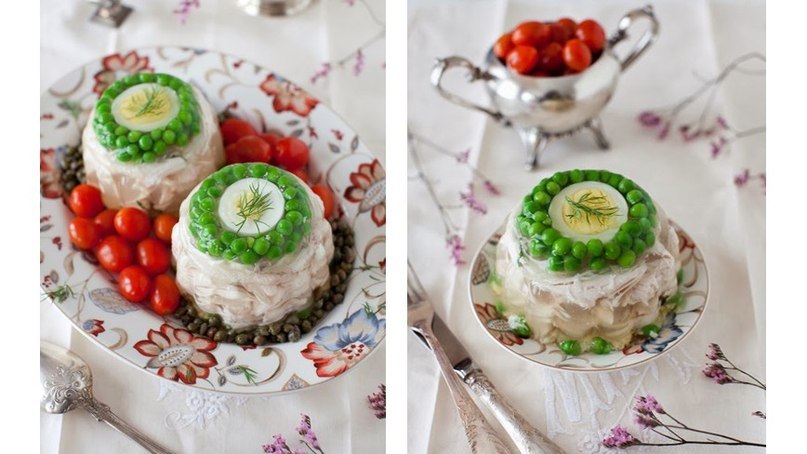 ЗАЛИВНОЕ ИЗ КУРИЦЫ С ЯЙЦОМ И ГОРОШКОМ К НОВОМУ ГОДУ.Это блюдо - настоящее украшение новогоднего ...