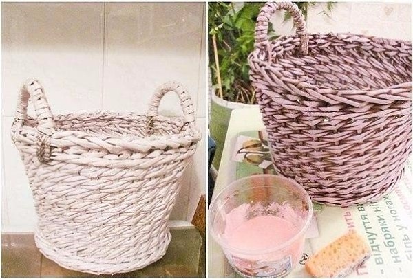 Корзинка из газетных трубочек. Послойное плетение. - 4