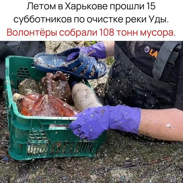 В итоге люди очистили реку от почти полутонны пластика, двух тонн стекла и пяти тонн дерева!