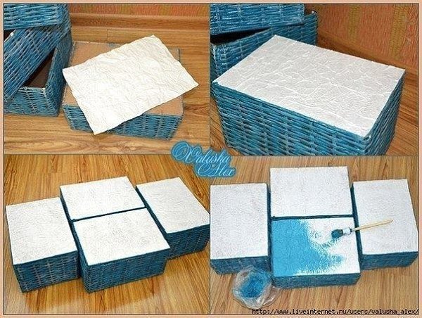 Коробочки-плетенки из газетных трубочек. Мастер-класс. - 7